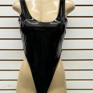 Womens Scoop Neck & Scoop Back Pu Leather Bodysuit